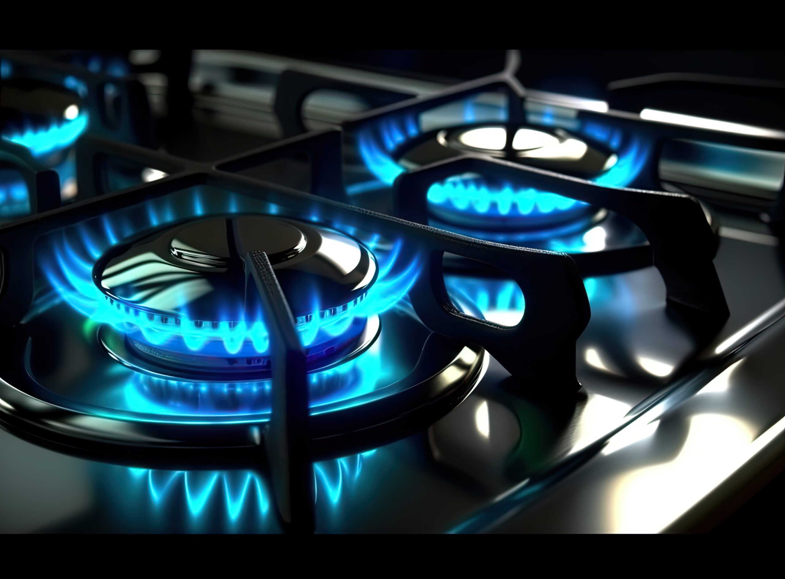 Mejores usos de gas LP en invierno mejores prácticas de uso de gas lp en condominios - estufa cocina moderna llamas azules ardiendo creada tecnologia generativa al scaled - Mejores Prácticas de Uso de Gas LP en Condominios