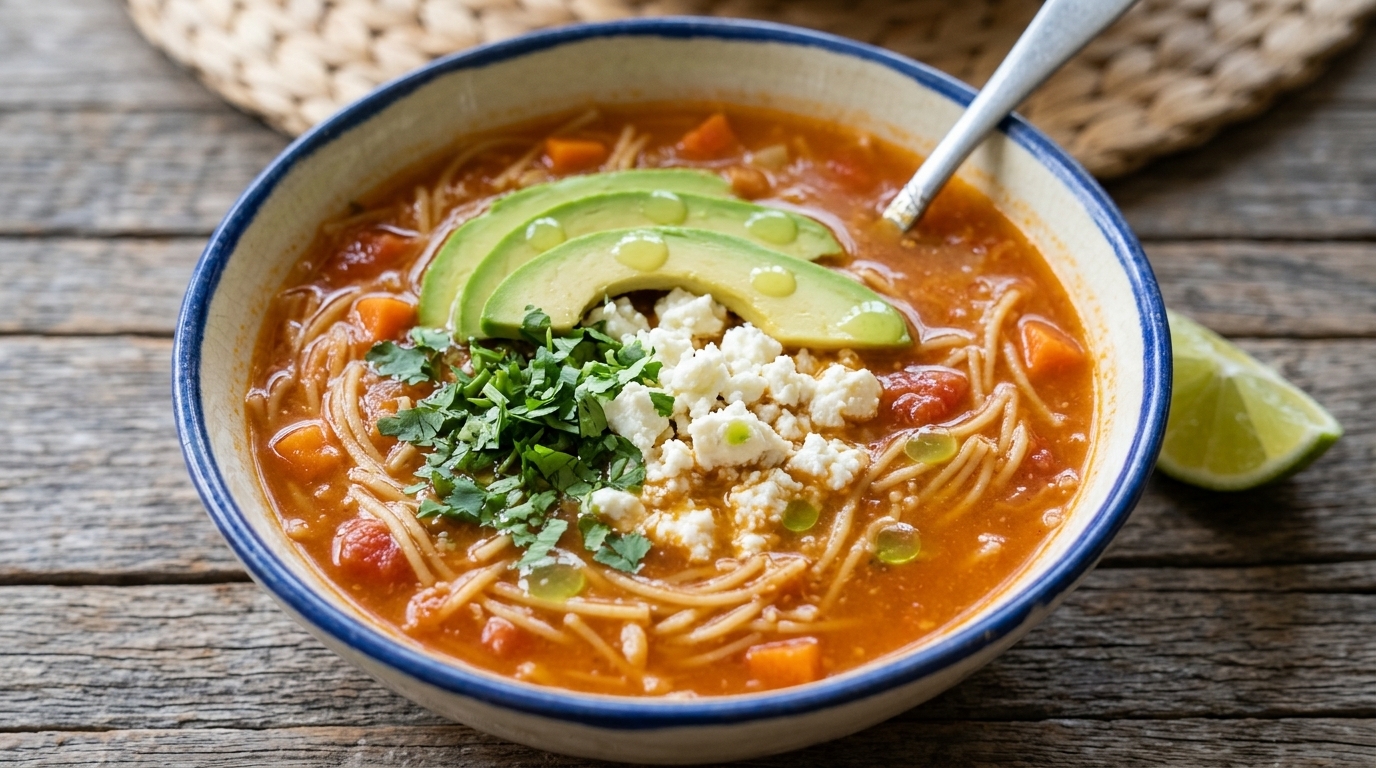 sopa de fideo para días fríos